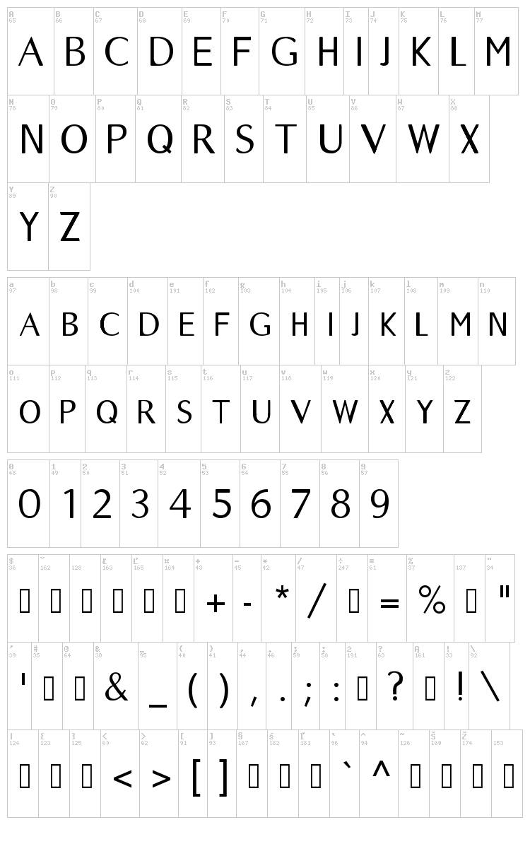 LongTime font map