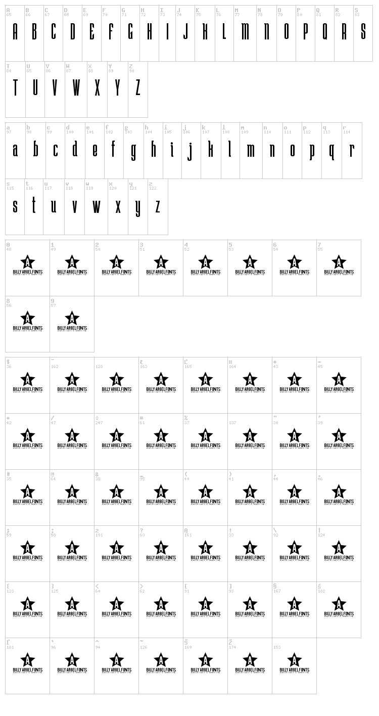 Lost Winner font map