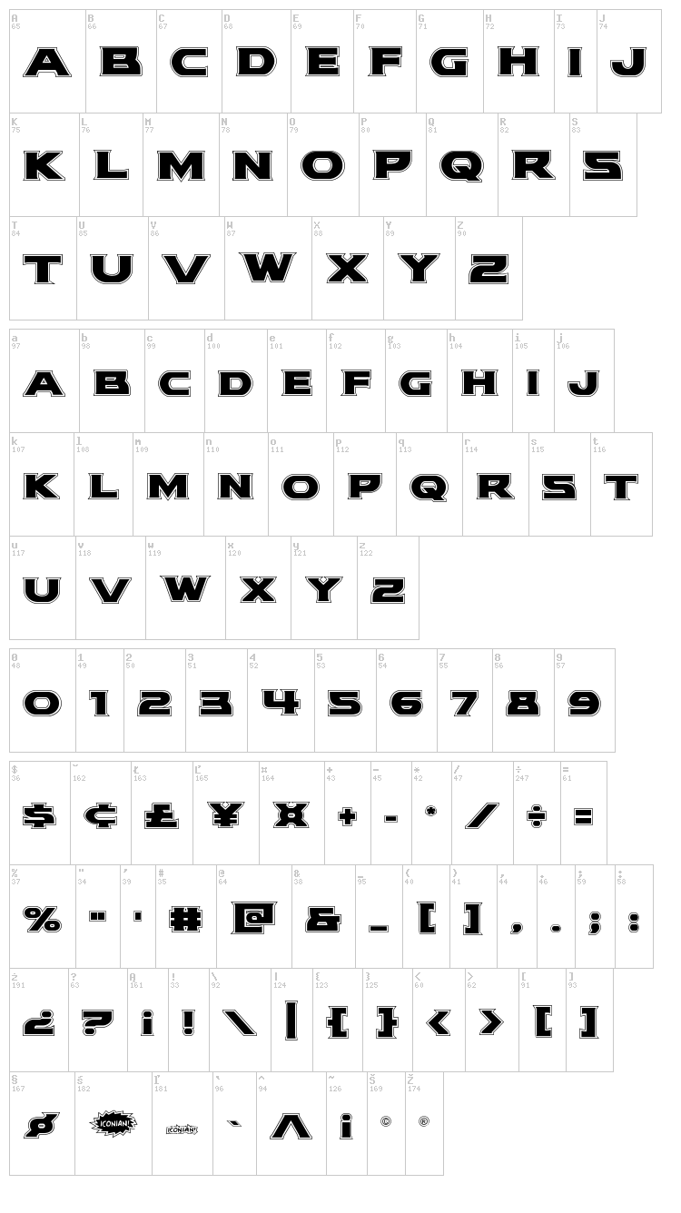 Modi Thorson font map