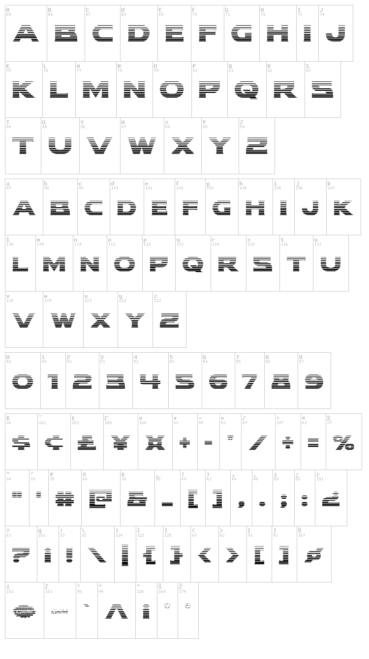 Modi Thorson font map