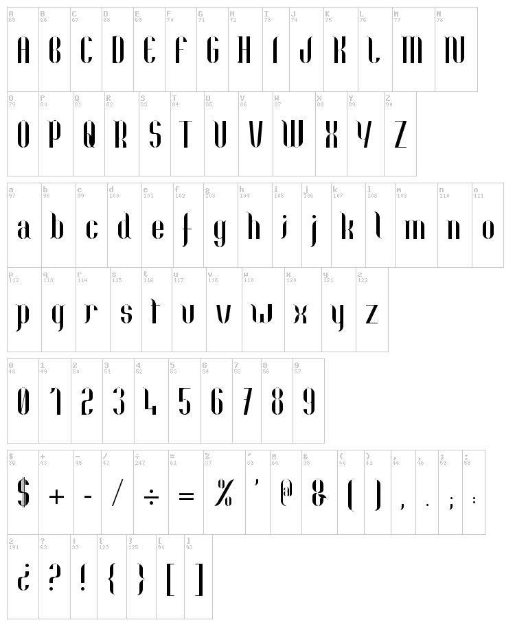 Nolla font map