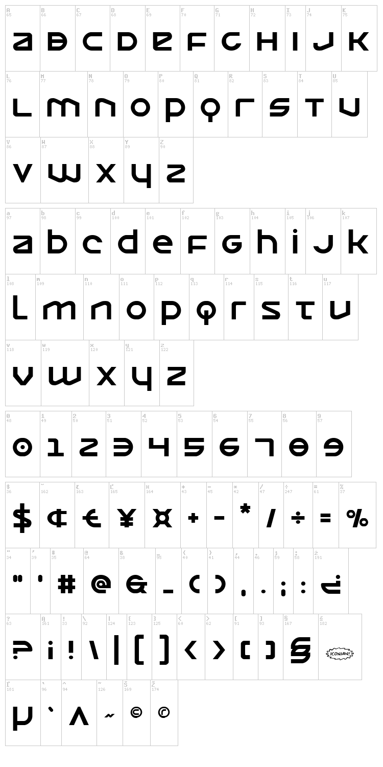 Opilio font map
