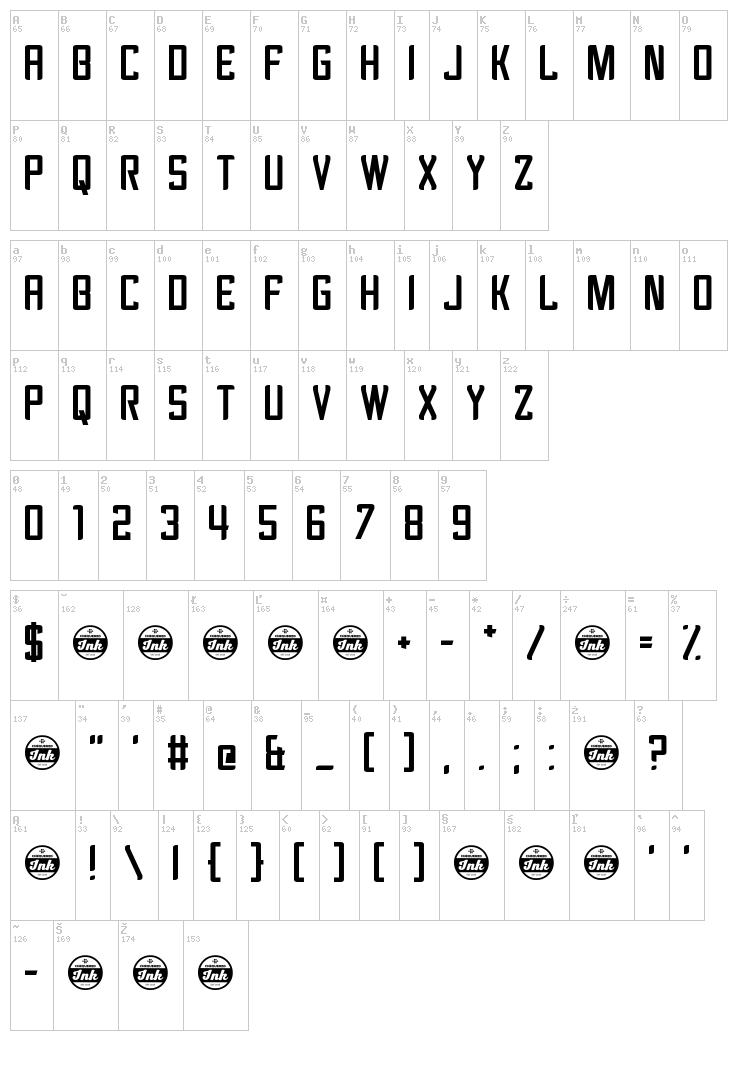 Revengeance font map