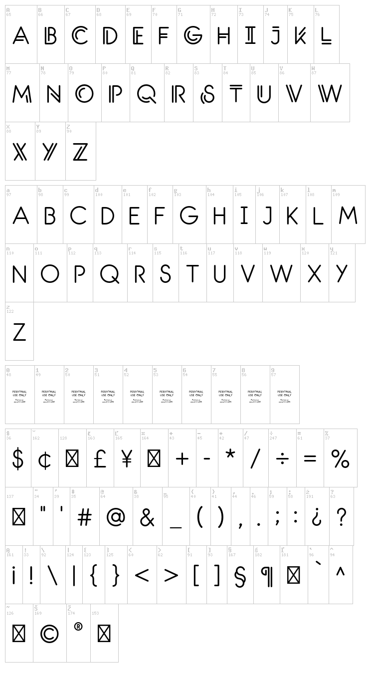 Santanelli font map