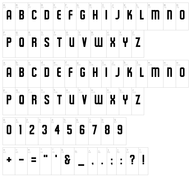 Schluber font map
