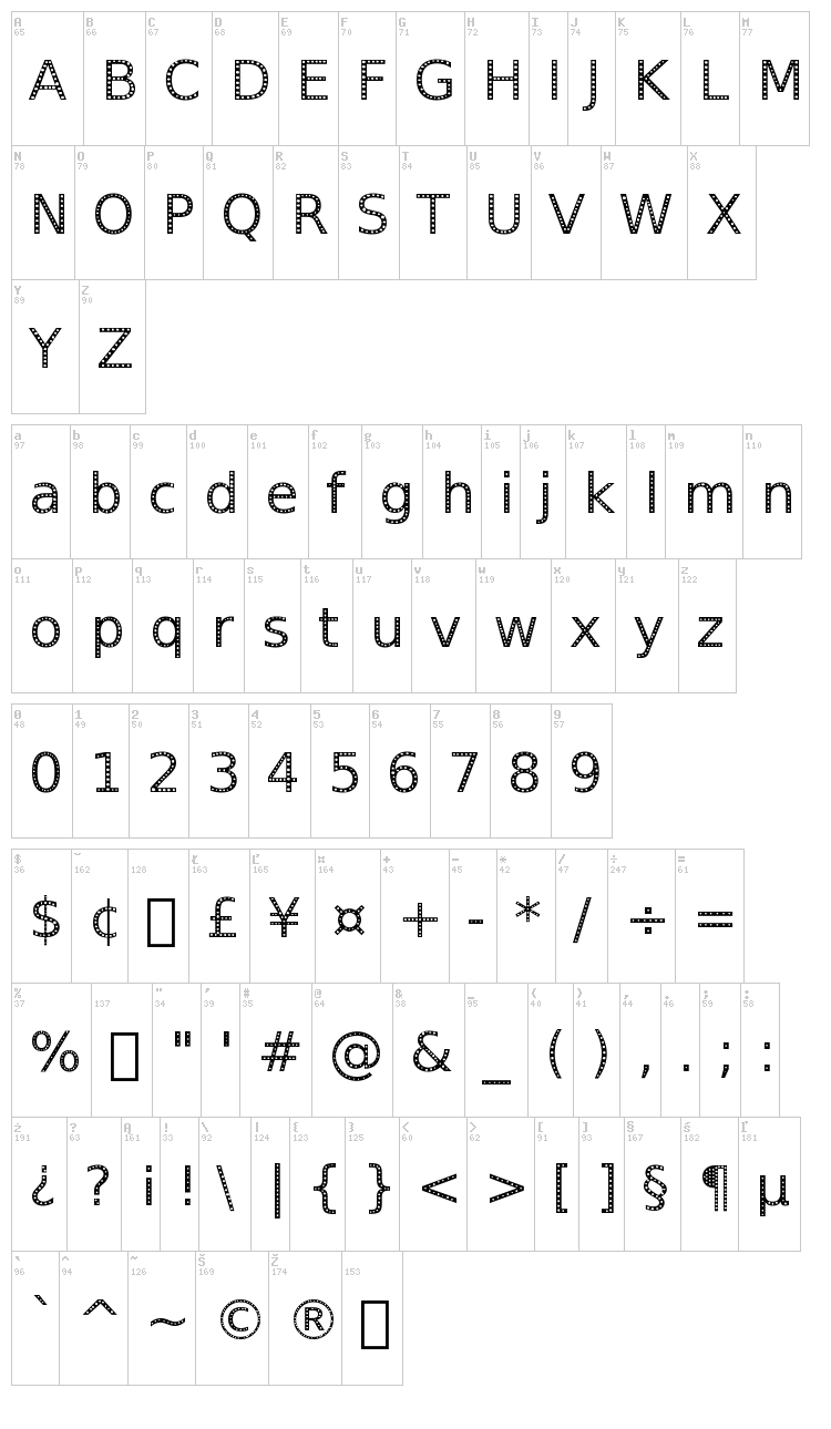 Spranq Eco Sans font map