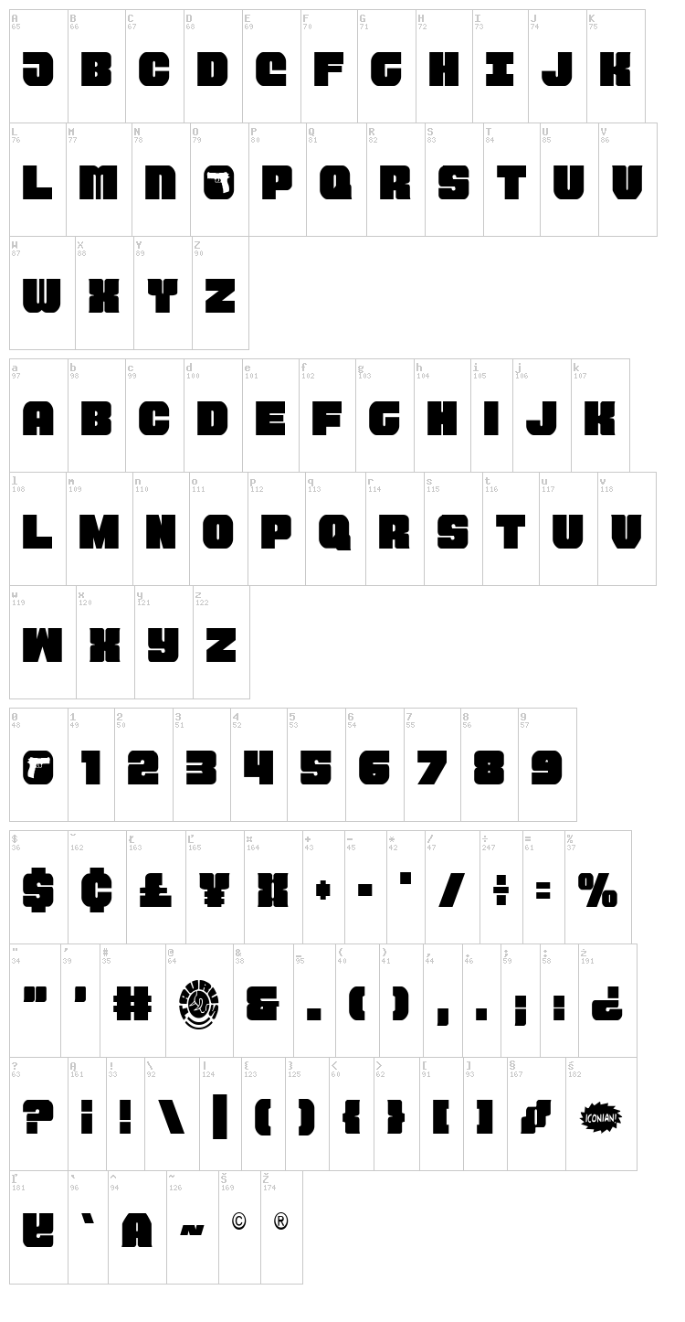 Tauro font map