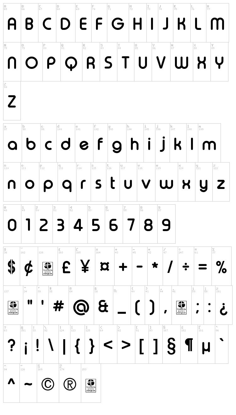 Typo Round font map