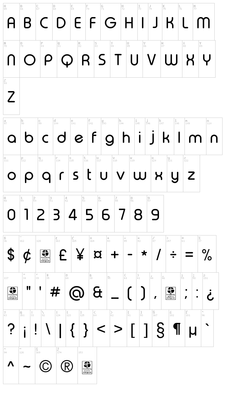 Typo Round font map