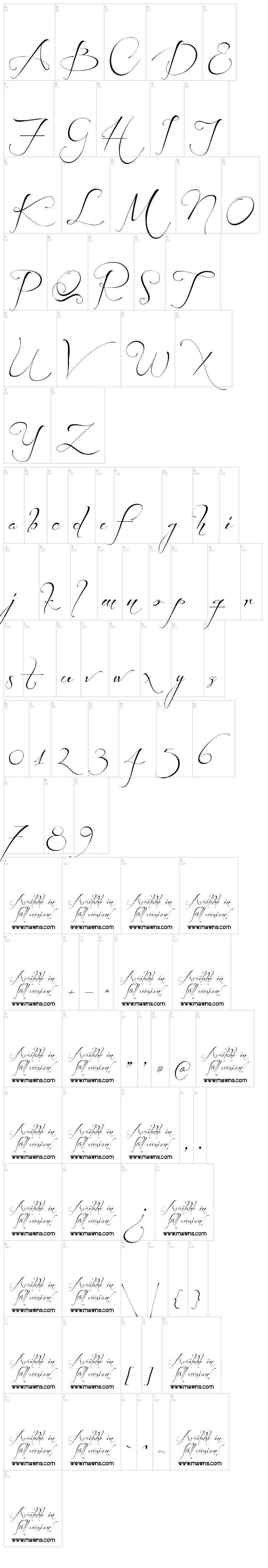 Before the Rain font map