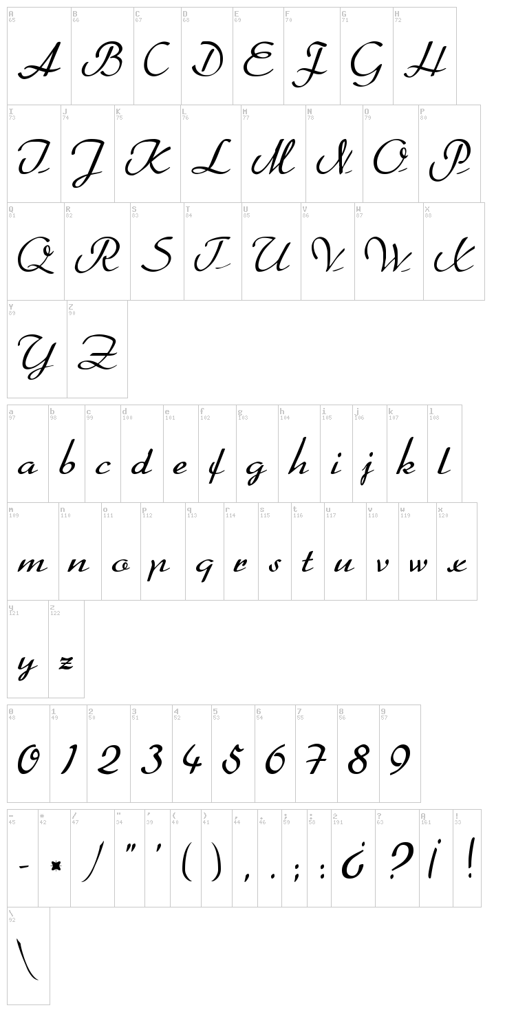 Better Heather font map