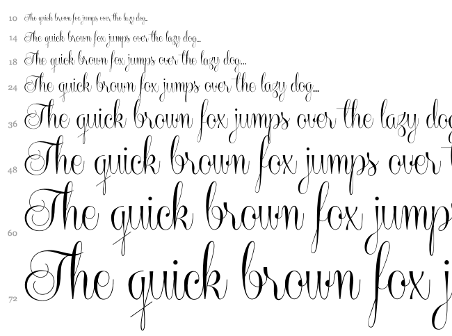 Centeria Script font waterfall