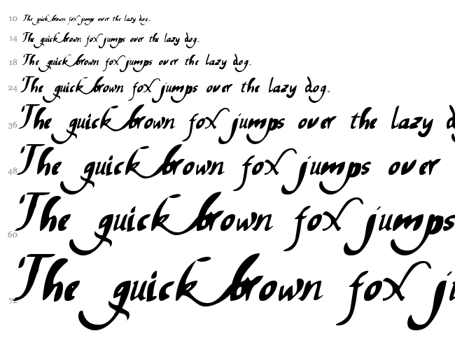 Chancelaresca PW font waterfall