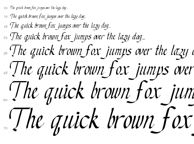 Chancery Cursive font waterfall
