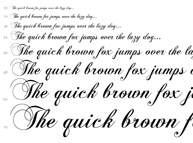 Chopin Script font waterfall