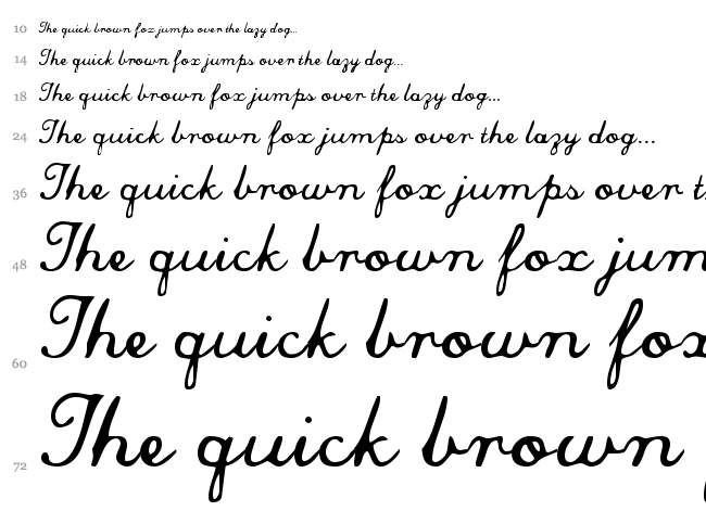 Commercial Script font waterfall
