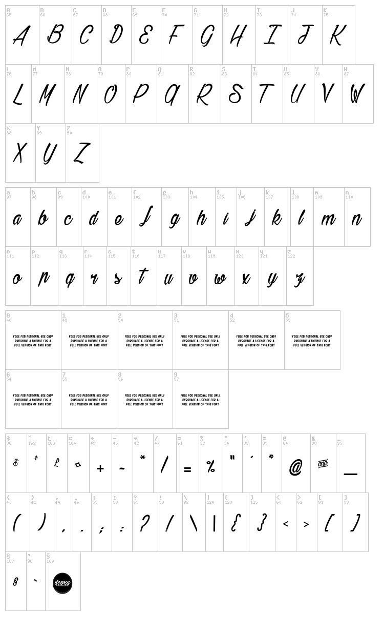 Gillie & Hilda font map