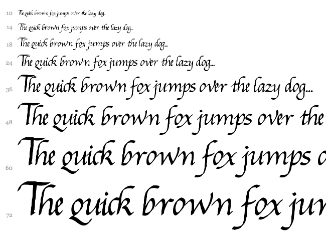 Gourdie Cursive font waterfall