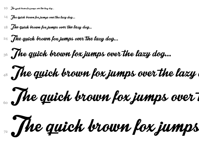 Intrique Script font waterfall