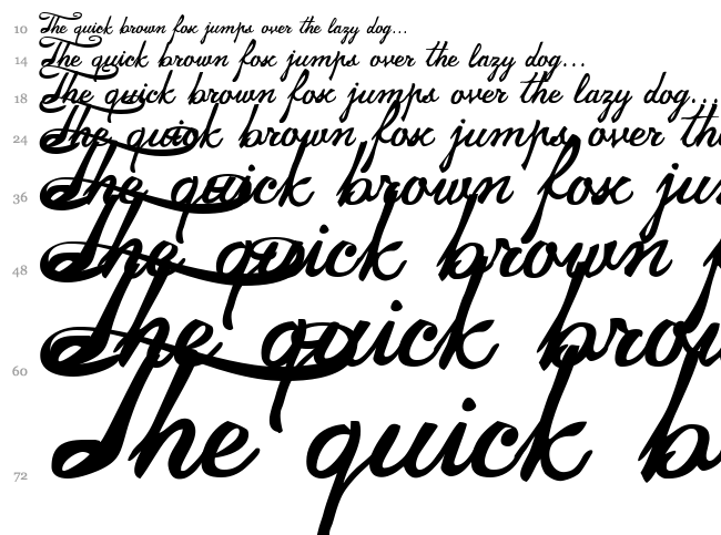 Jamscript font waterfall