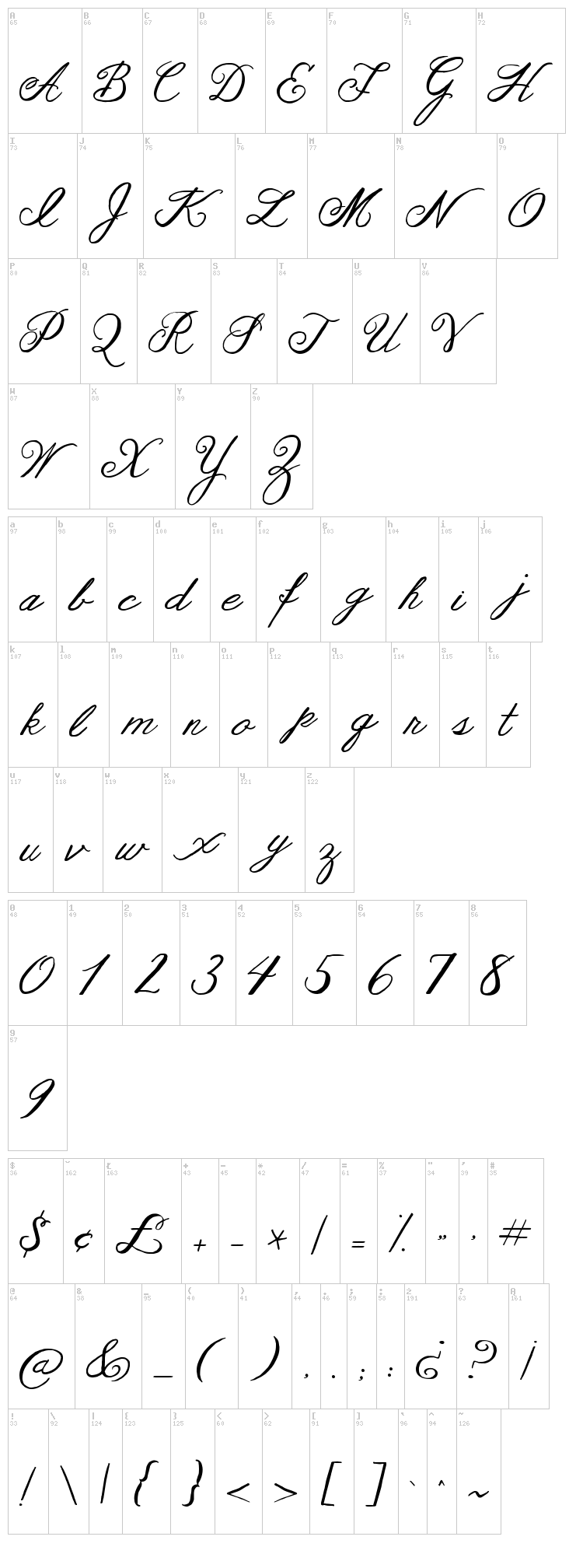 Janda As Long As You Love Me font map