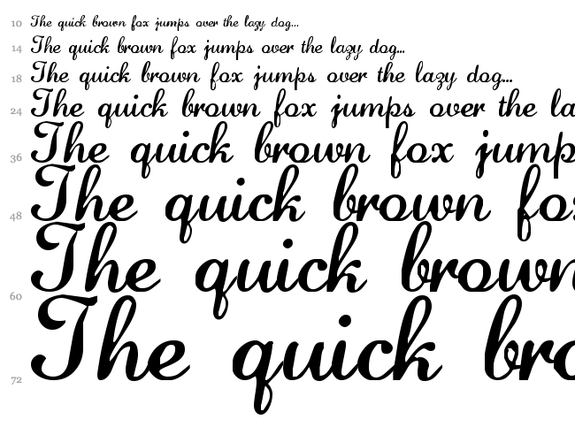 Lauren Script font waterfall