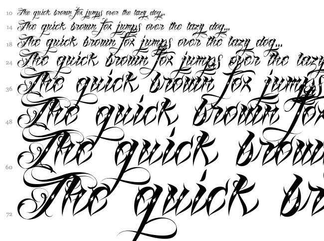 Lina Script font waterfall