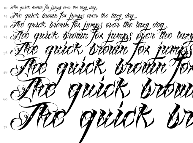 Lina Script font waterfall