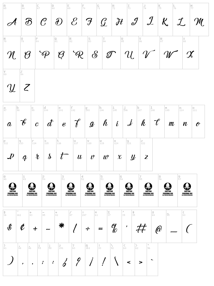 Melancholight font map