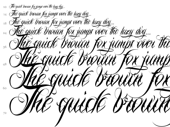 Nina Script font waterfall
