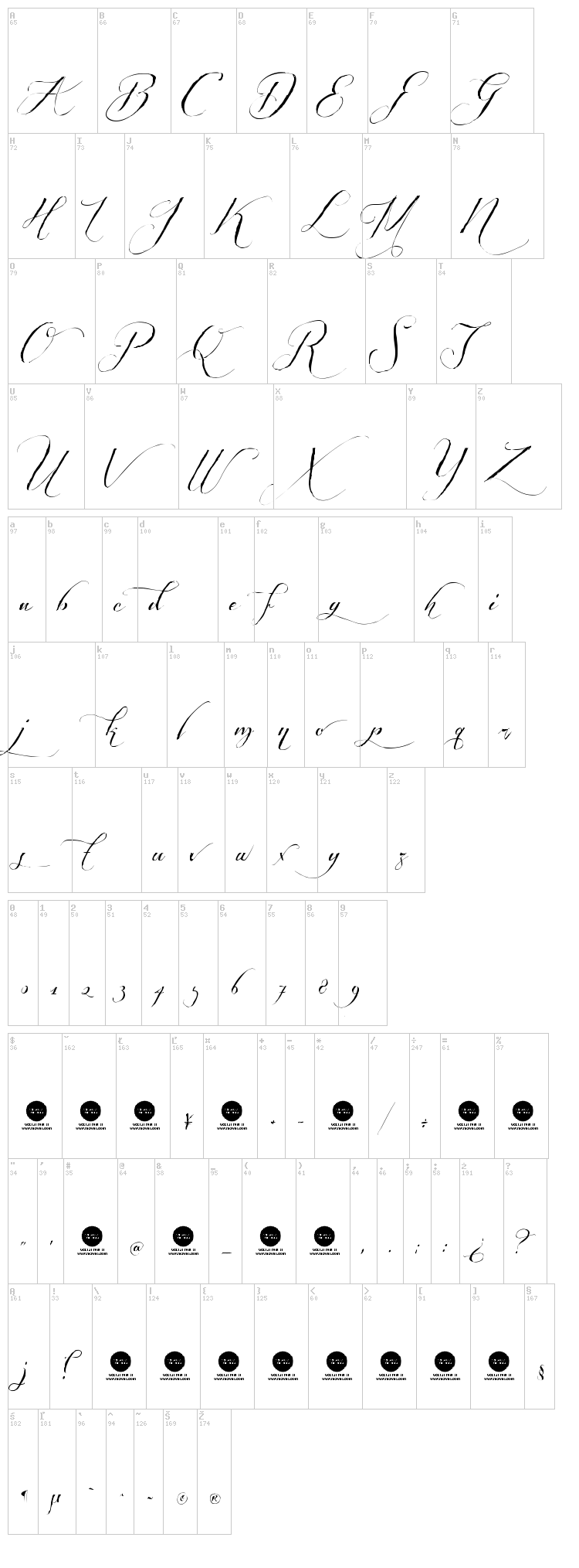 Shipped Goods font map