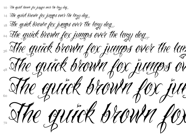 VTC Nue Tattoo Script font waterfall