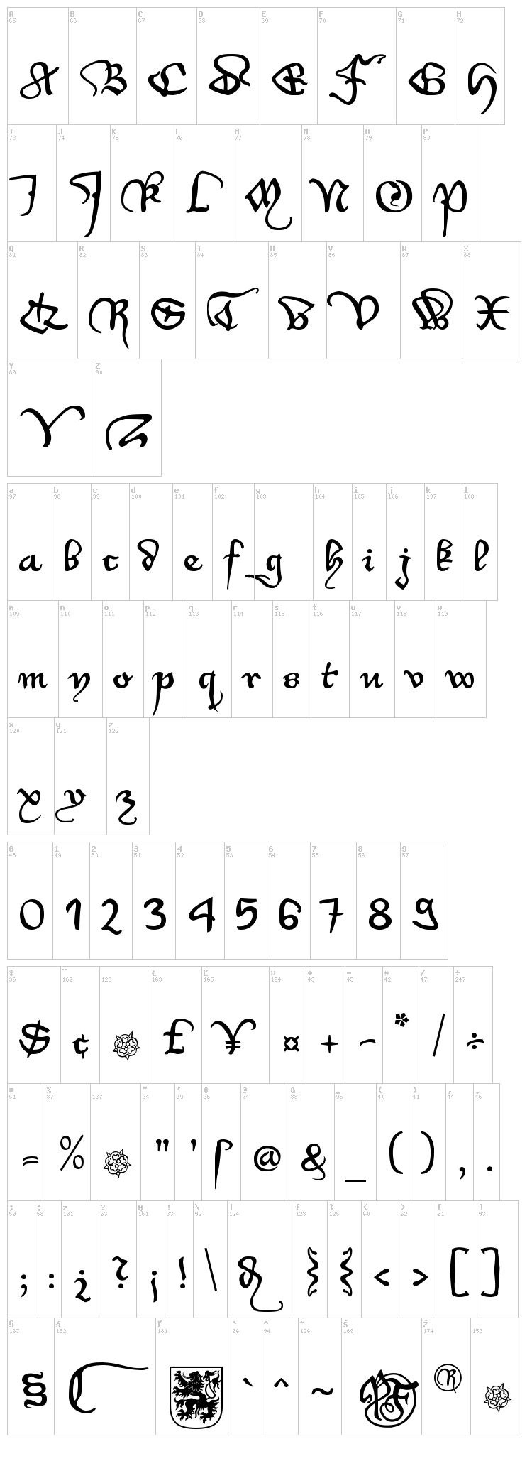 WirWenzlaw Rough font map