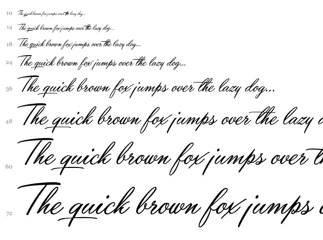 Yaquote Script font waterfall