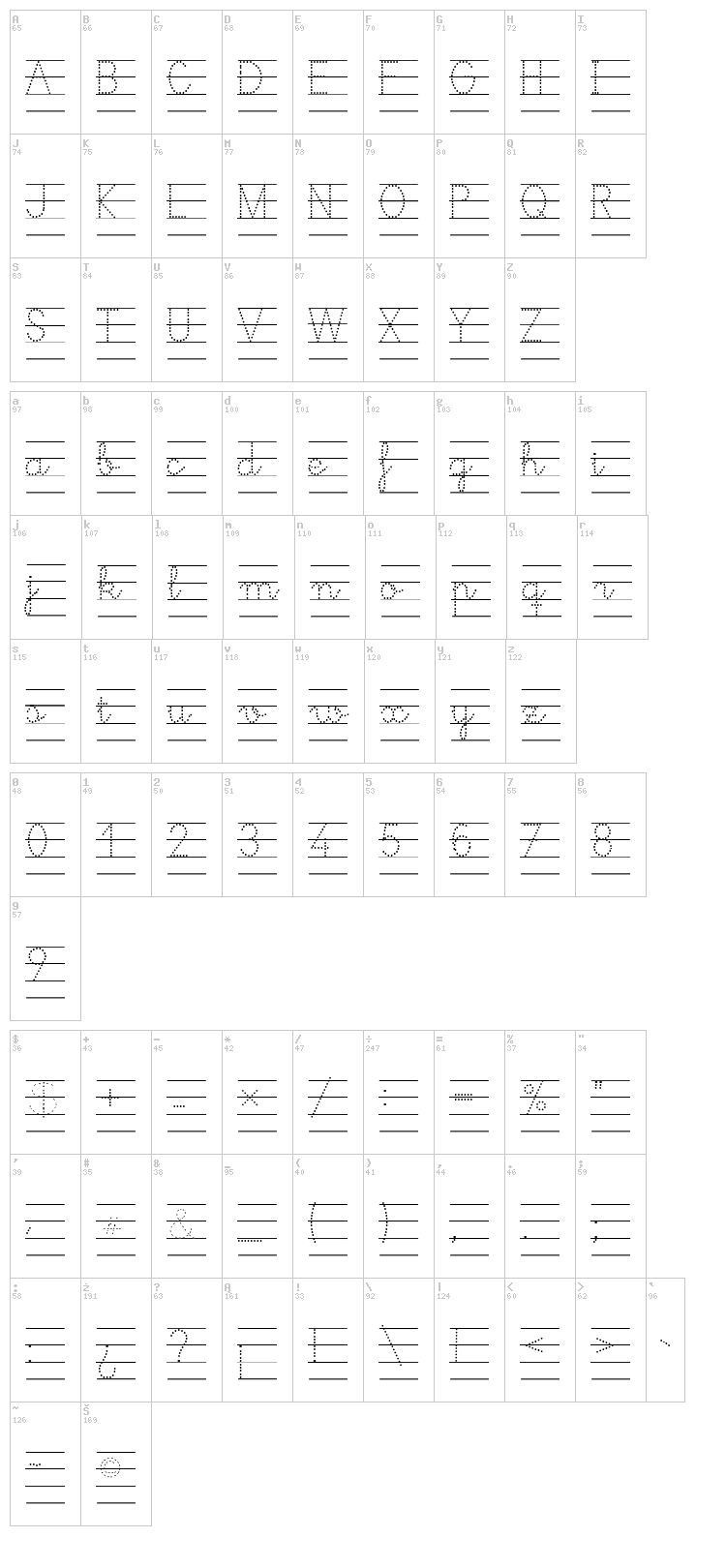 Cole Carreira font map