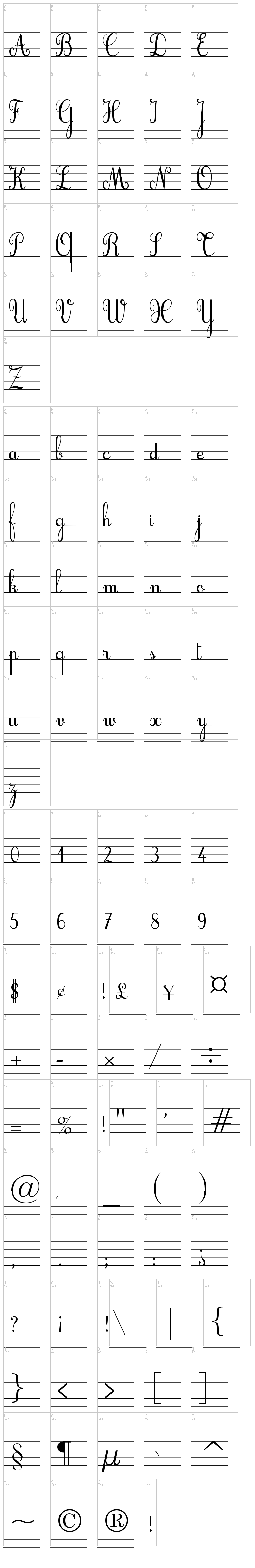 Cursif font map