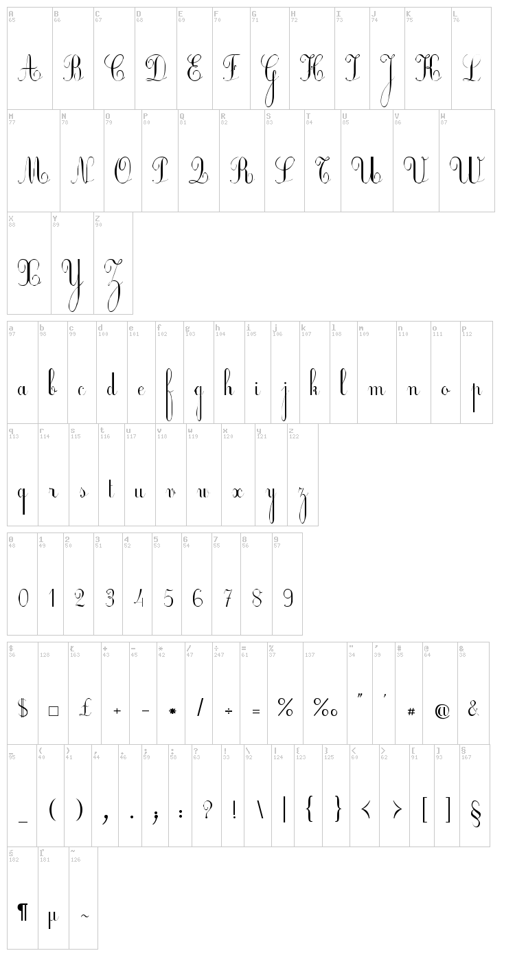 Ecolier font map