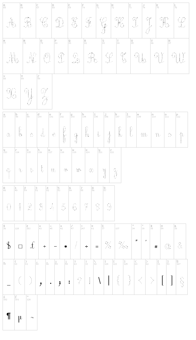 Ecolier font map