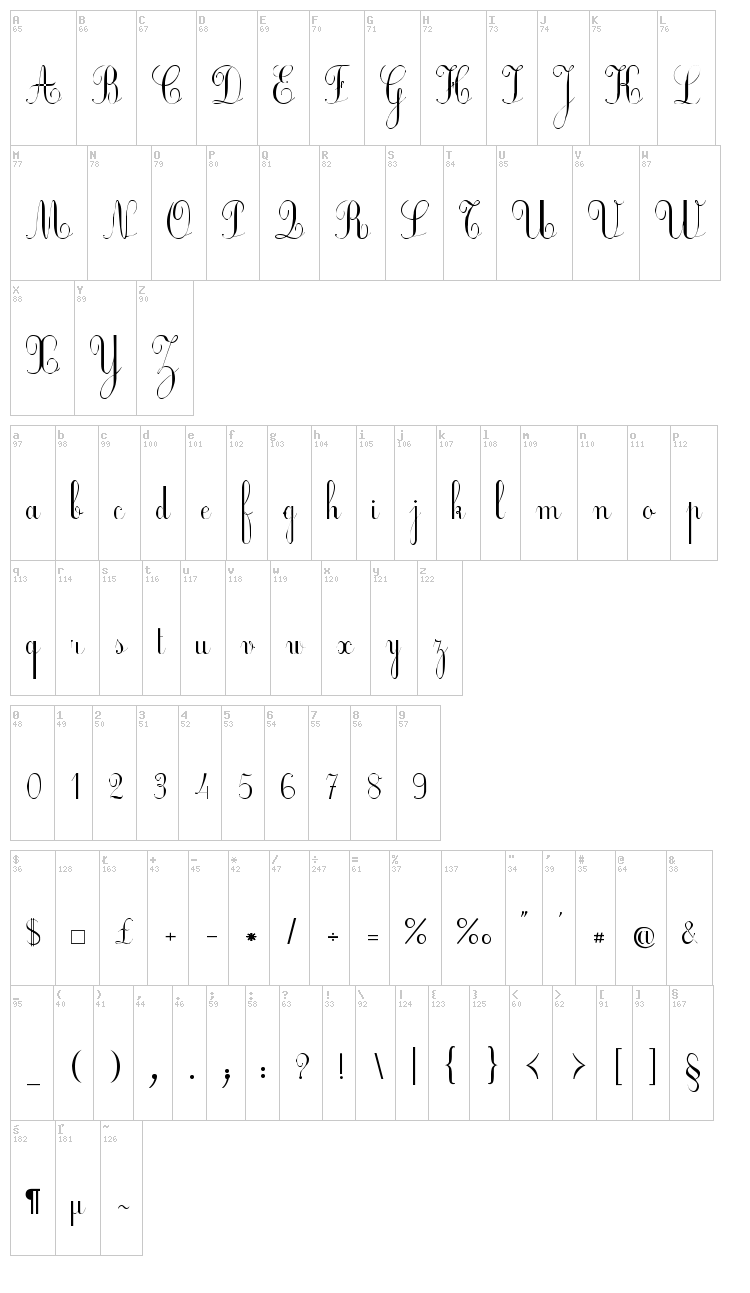 Ecolier font map
