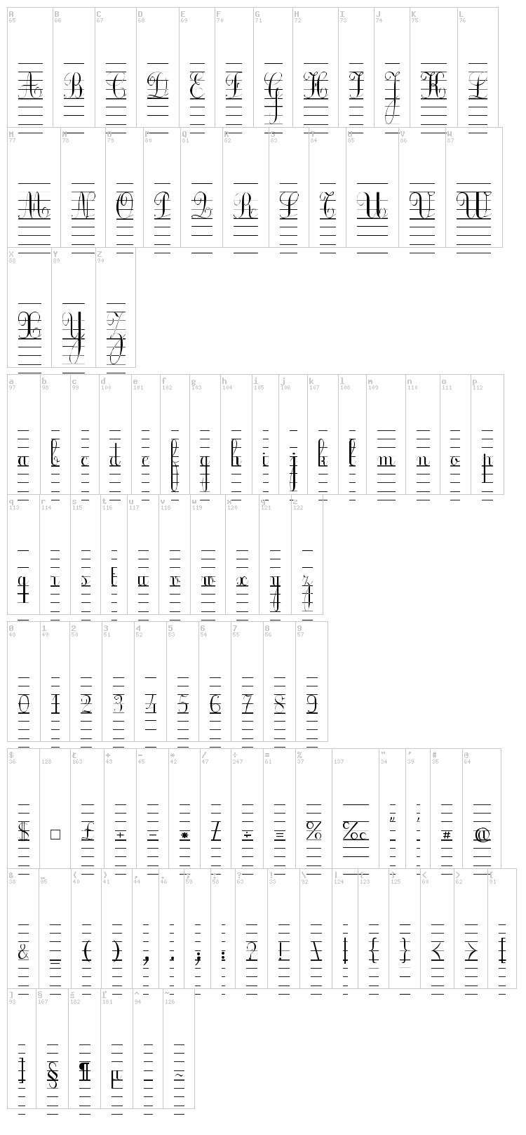 Ecolier font map