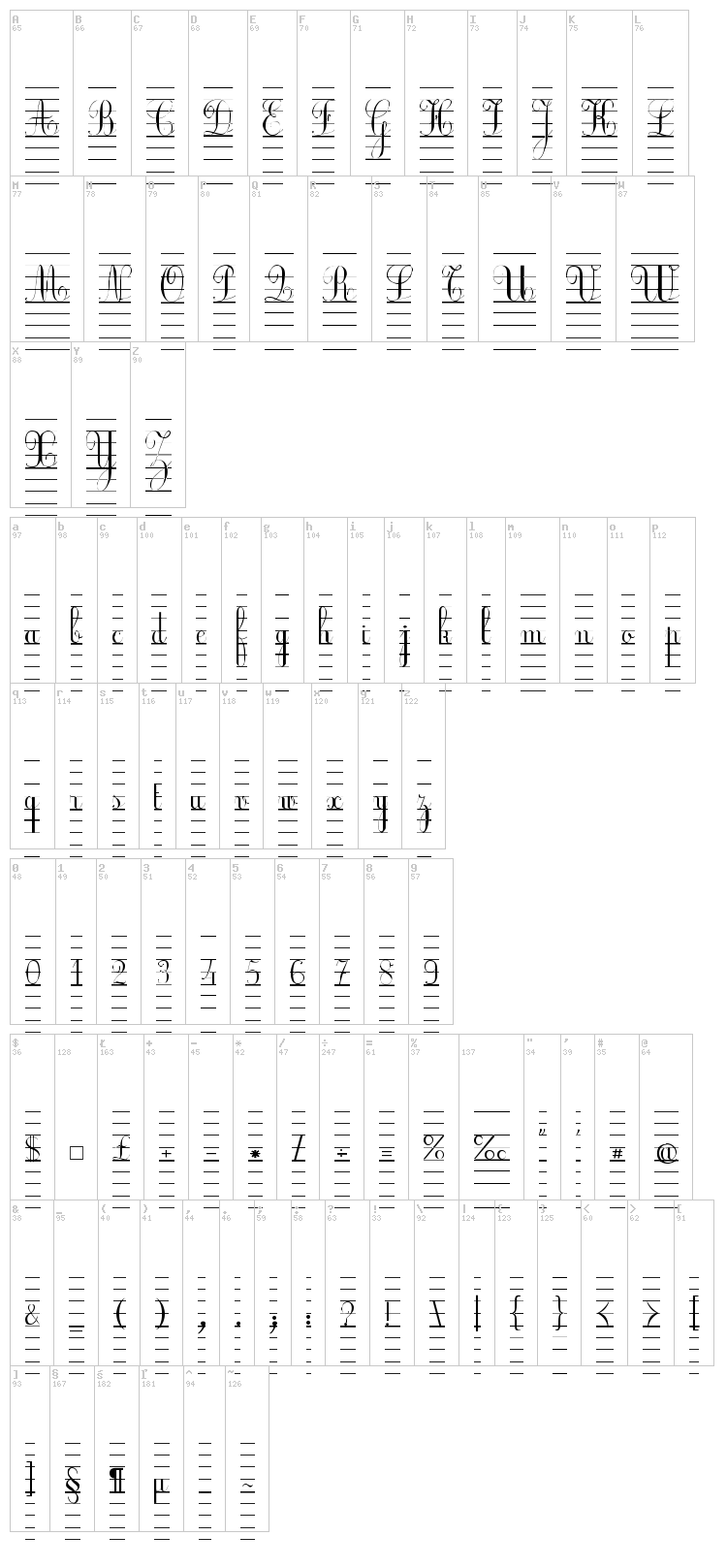 Ecolier font map