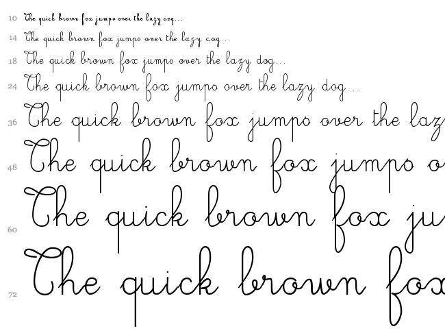 JB Cursive font waterfall
