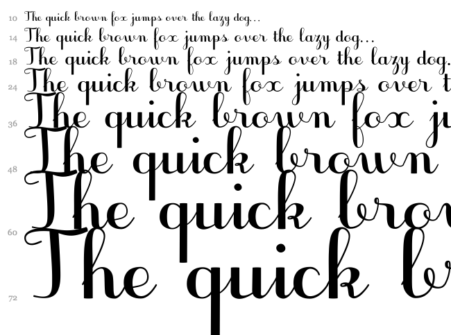JB Cursive 3 font waterfall