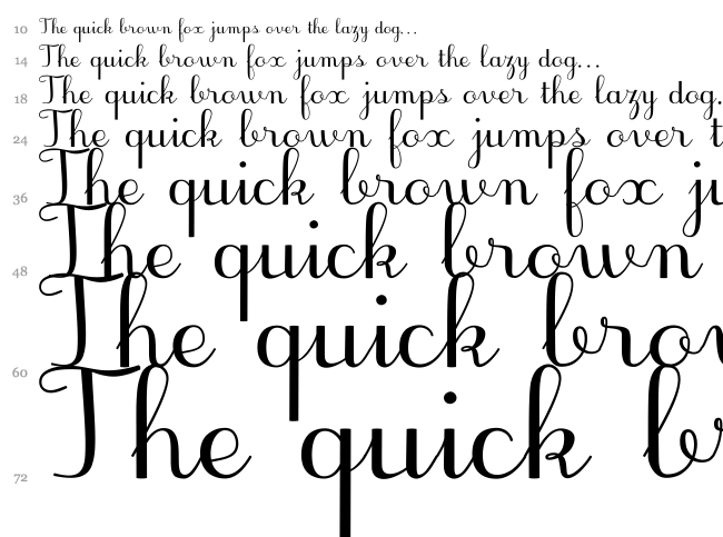 JB Cursive 3 font waterfall