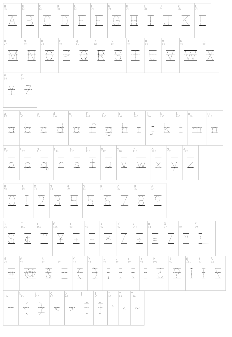 KG Primary Dots font map