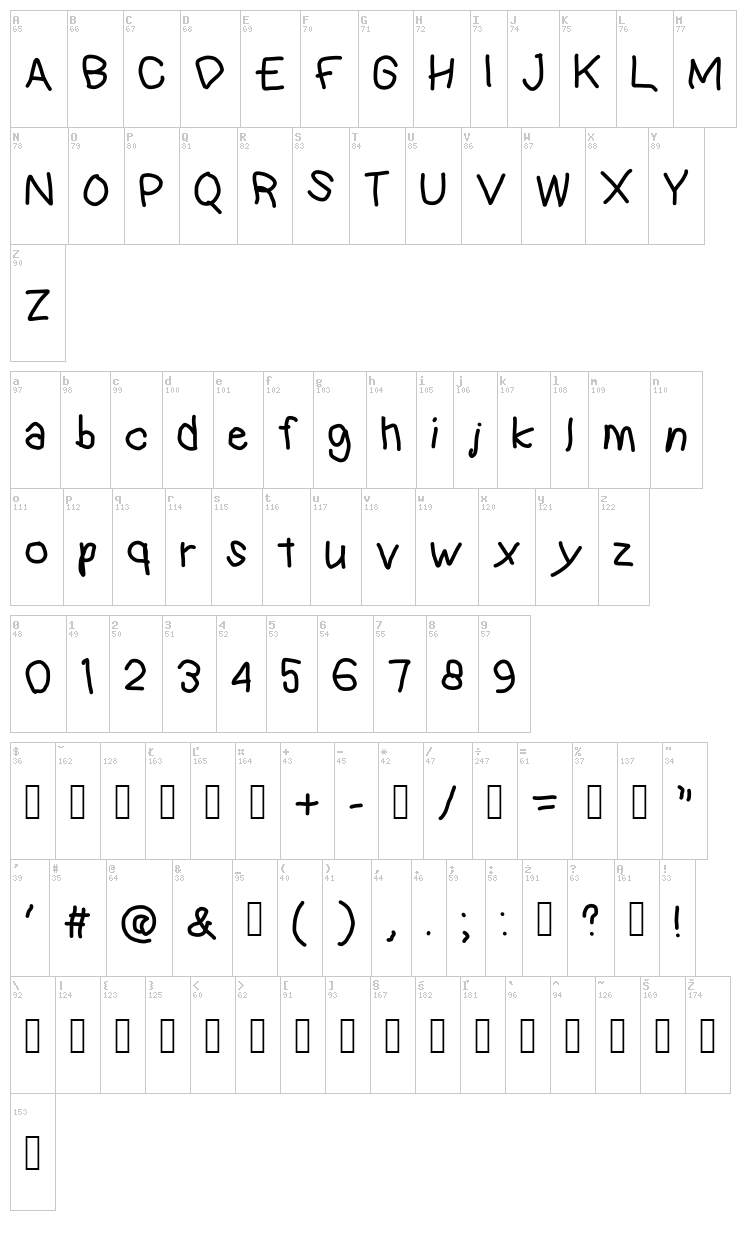 Kindergarten font map
