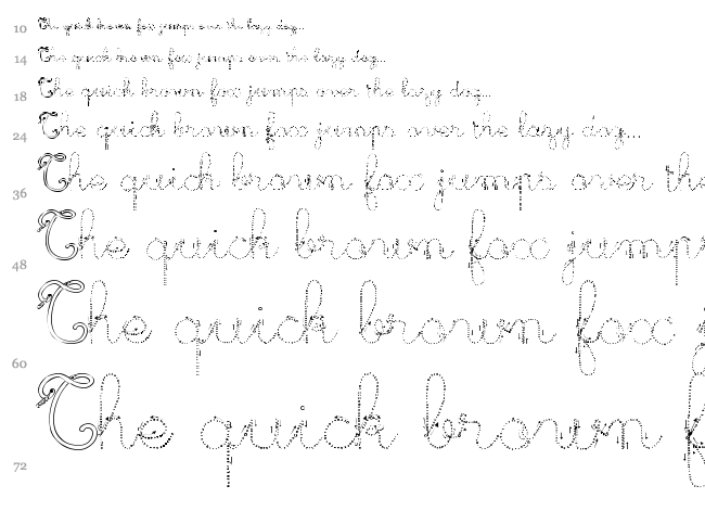 Maternellecolor Trace Cursive font waterfall