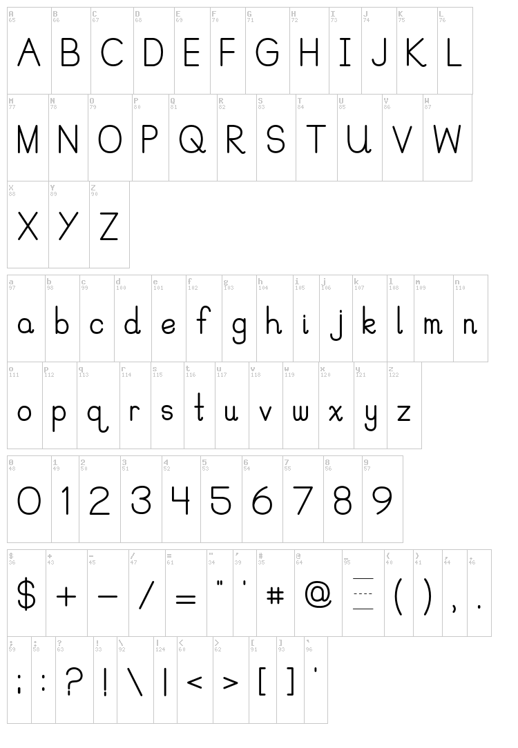 PreCursive font map