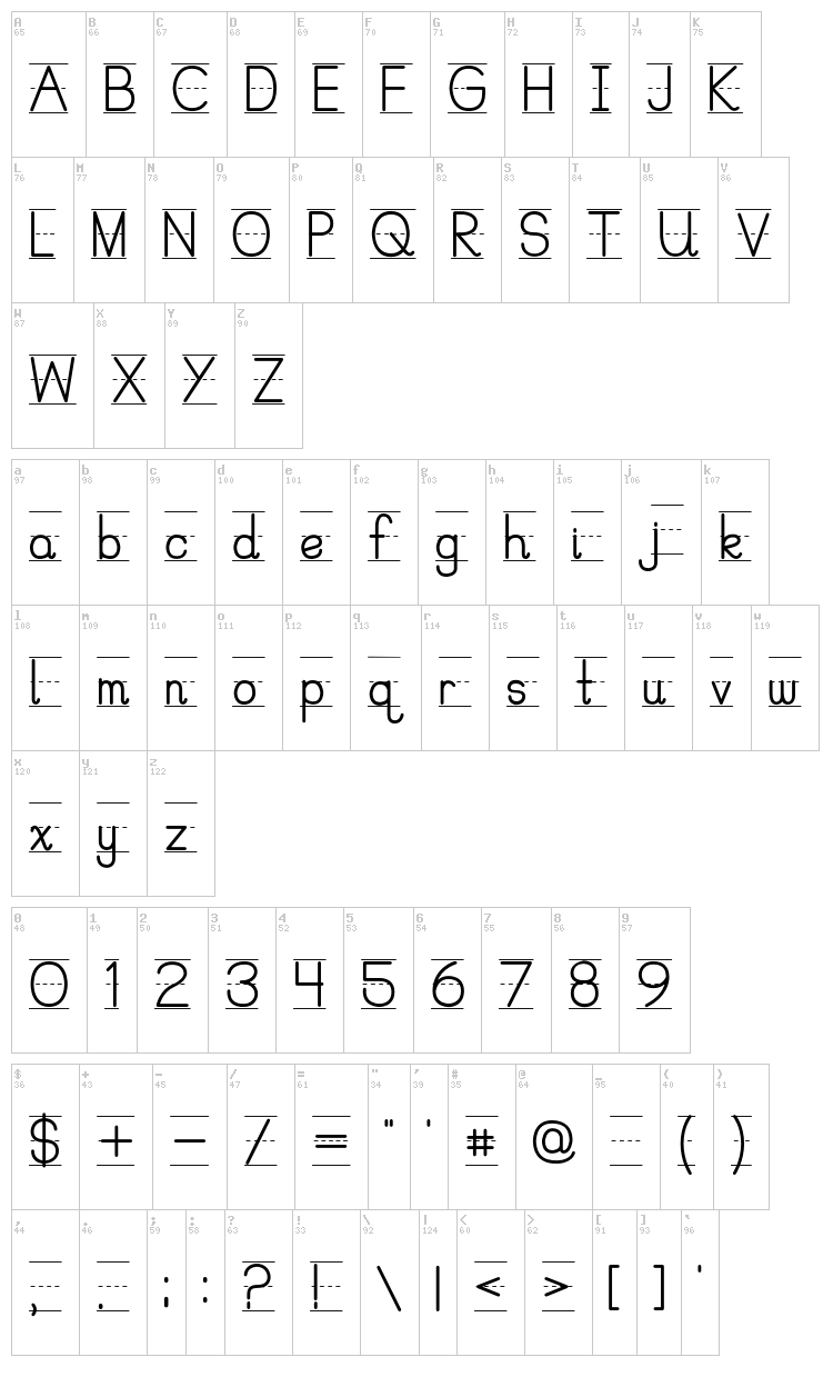 PreCursive font map