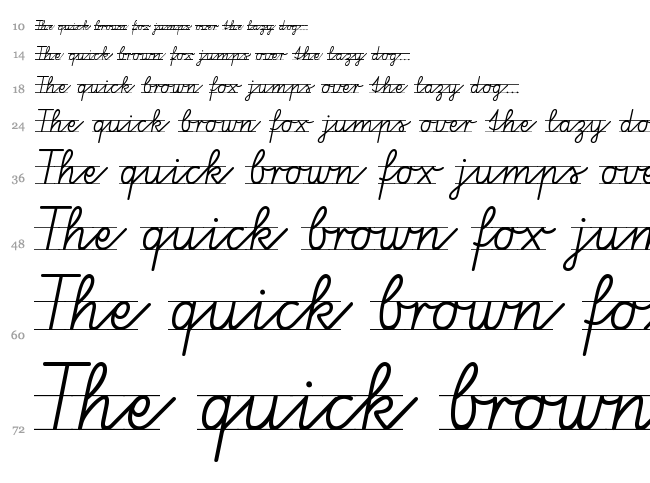VA PE2 Schulschriften font waterfall